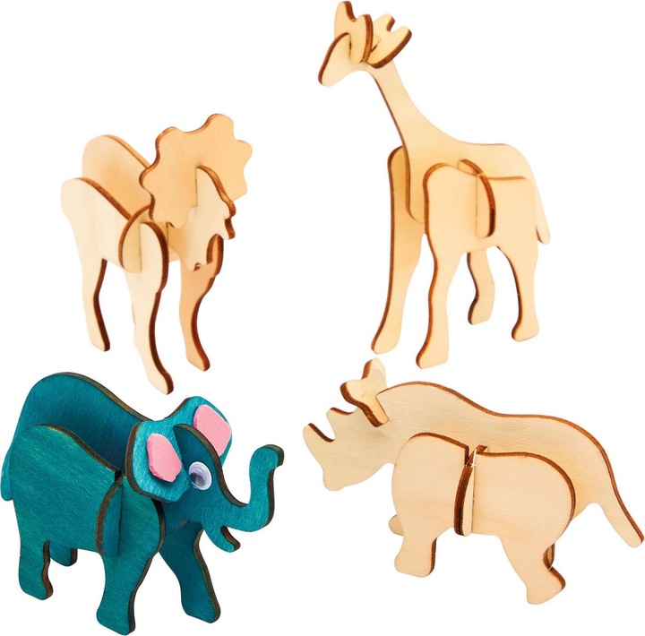 Produktbild Colorations Farben – Gestalten und dekorieren Sie Ihr 3D-Holzpuzzle „Dschungeltier“.
