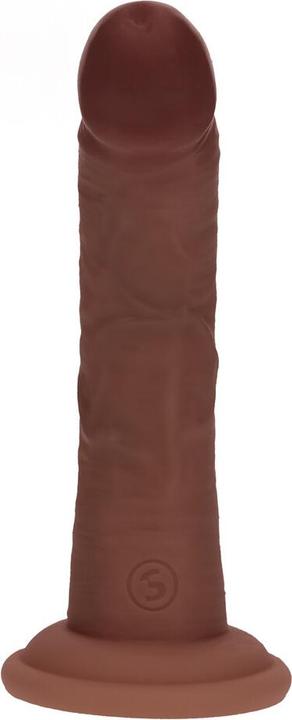 Produktbild RealRock Dual Density Silicone Curved Realistic Vibrating Dildo with Suction Cup - 6 / 15,5 cm - Brown