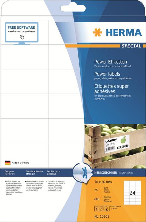 Produktbild HERMA Power Etiketten A4