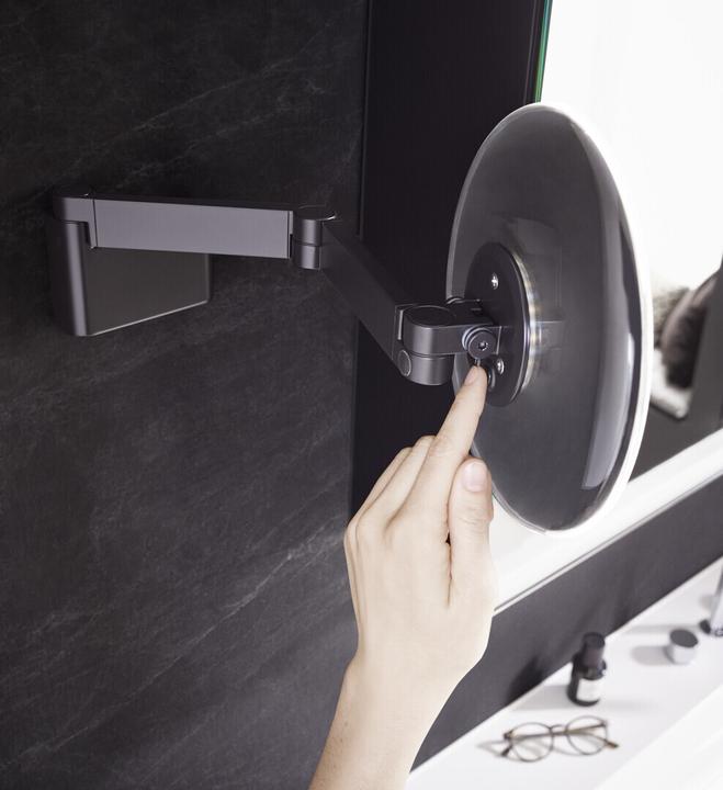 Actual product image Emco LED shaving/cosmetic mirror EVO angular wall model 2-arm 5-fold black