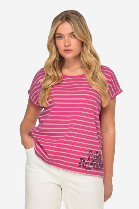 Actual product image Laurasøn Oversized Striped T-Shirt Crew Neck Short Sleeve (XL)