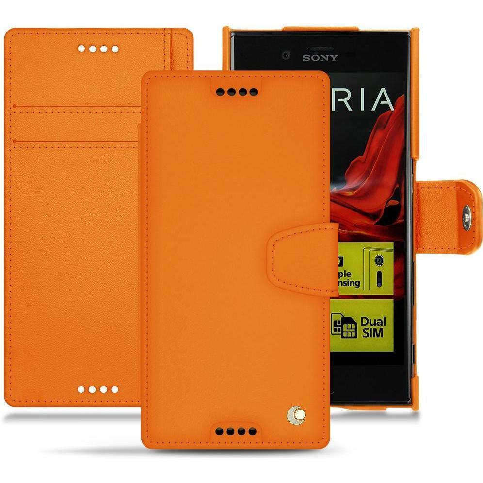 Noreve Lederschutzhülle Wallet (Sony Xperia XZ), Smartphone Hülle, Orange