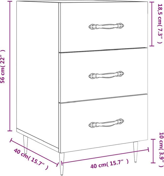Immagine prodotto vidaXL Nachttisch (40 x 40 x 66 cm)