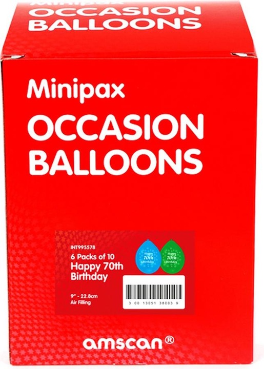 Actual product image Amscan Minipax 70th birthday balloons(60 pieces)