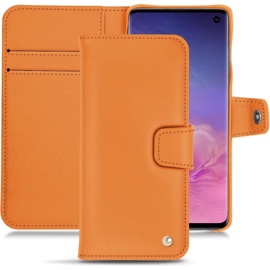 Noreve Lederschutzhülle Wallet (Samsung Galaxy S10), Smartphone Hülle, Orange