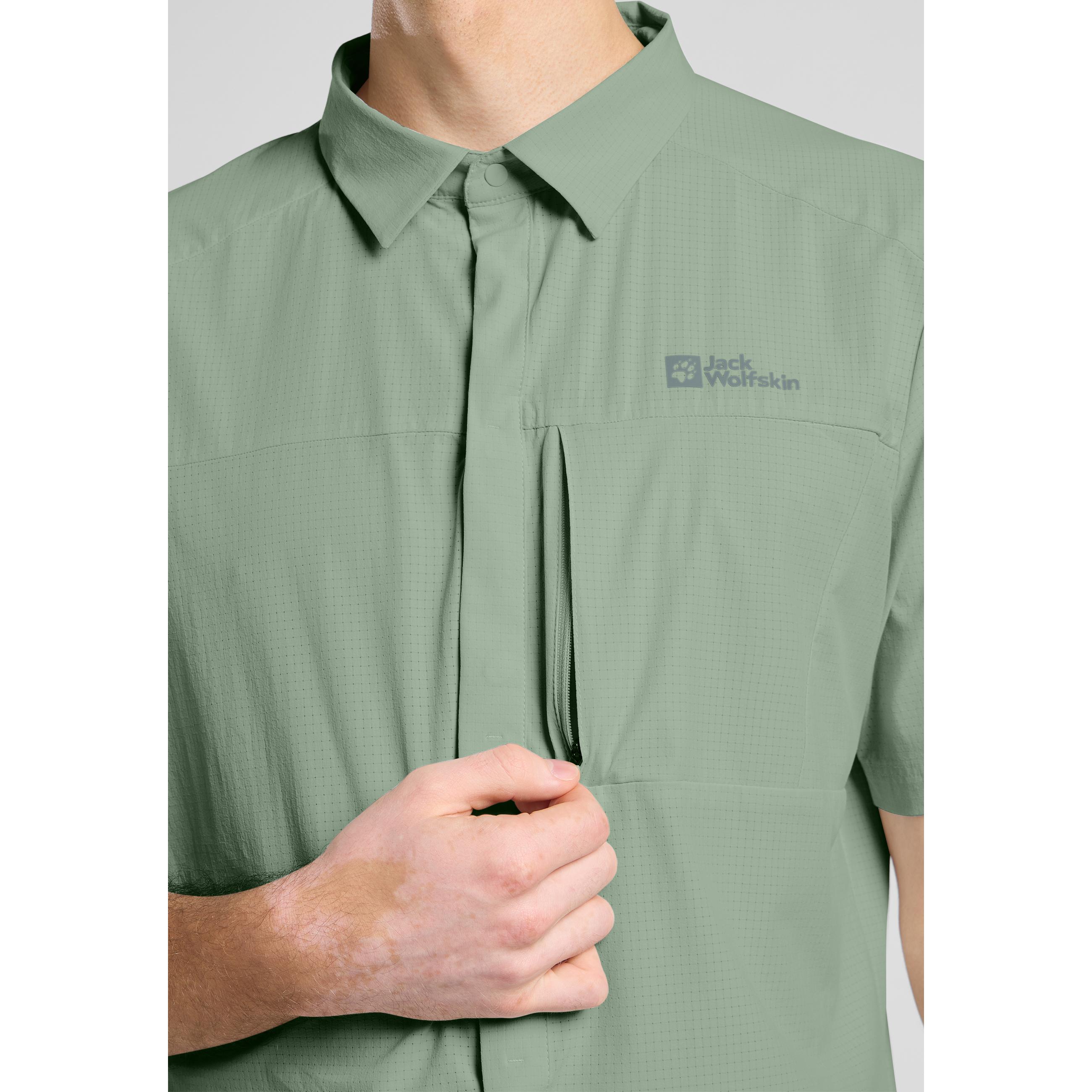 Thumbnail - Jack Wolfskin, Herren, Hemd, Vandra S/S Shirt M, Grün, (S)
