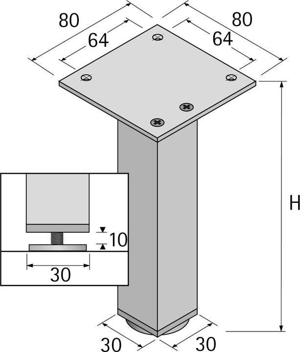 Produktbild Hettich Möbelfüsse Lano SQ 30
