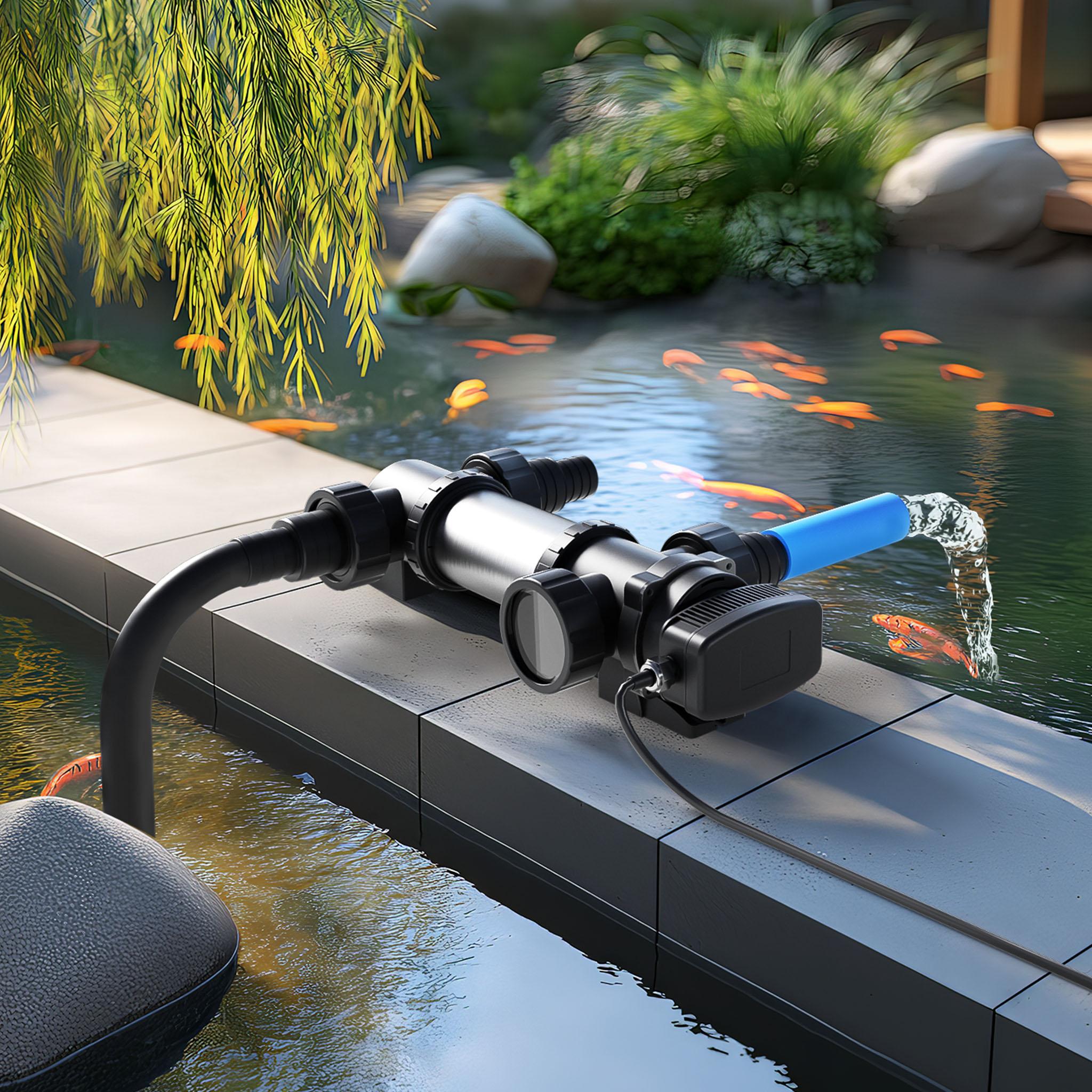 Thumbnail - SunSun, Brunnen + Gartenteich, UV-C 5000 l/h 24 W Teichklärer Vorklärgerät Wasserklärer Lichtfilter