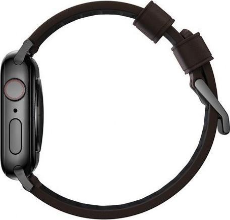 Actual product image Nomad Active Band Pro -nahkaranneke, Apple Watch 49 / 45 / 44 /, musta/ruskea (Heinen leather and FKM fluoroelastomer rubber)