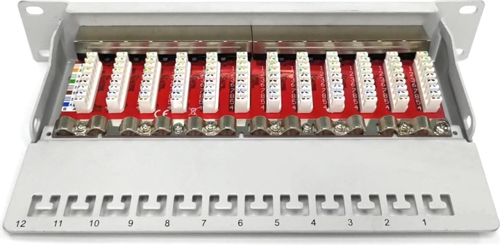 Immagine prodotto Digitus CAT 6A Patch Panel, schermato, 12 porte, 1HE, 10", grigio