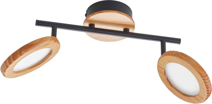 Actual product image Lindby Manel LED spotlight wood 2-light (560 lm)