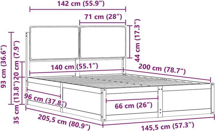 Image du produit vidaXL Bettrahmen (140 x 200 cm)