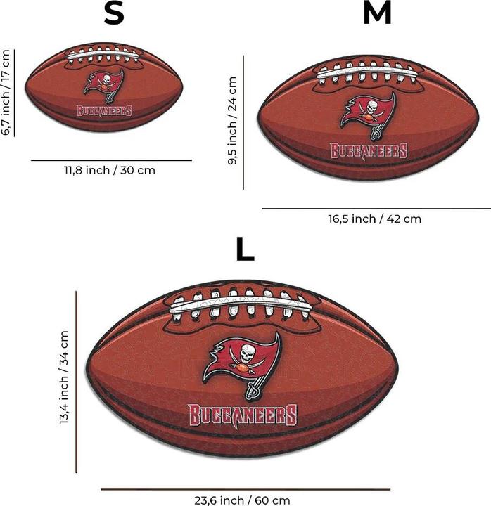 Produktbild Iconic NFL - Tampa Bay Buccaneers – Football mit Logo - Holz Puzzle Grösse L (500 Teile) (500 Teile)