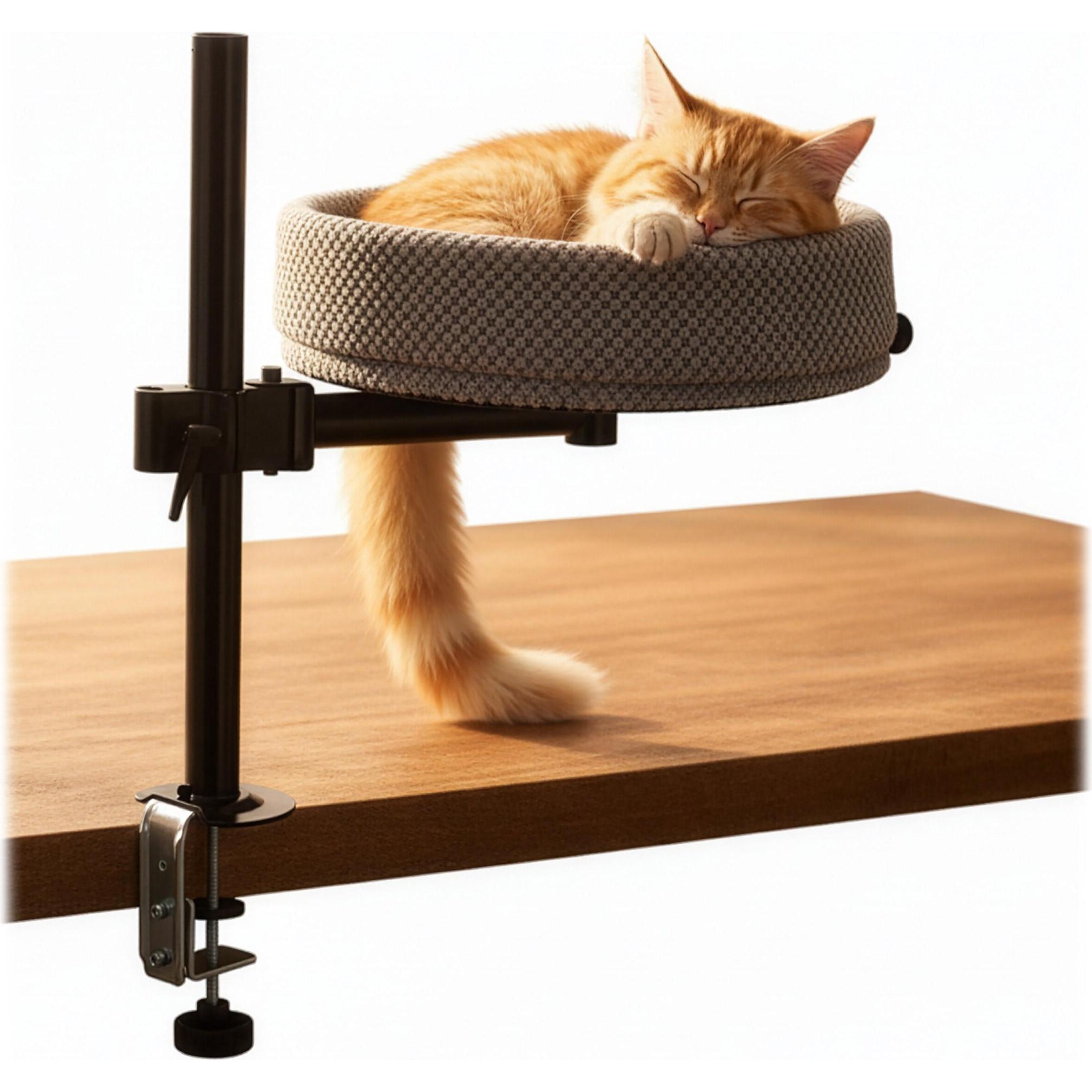 Comparer les prix de Relaxdays Lit pour chat de bureau réglable en hauteur pivote à 360° 20 kg panier moelleux Ø 38 cm gris/noir