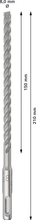 Actual product image Bosch Professional Zubehör BOSCH carbide hammer drill bit SDS-Plus-p5X length 210 mm drill bit ø 8 mm - 10 pieces (8 millimetres)