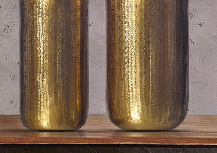 Produktbild FineBuy Vase 2er Set Blumenvase Aluminium Zylinder Tischvase Rund Dekovase (2x)