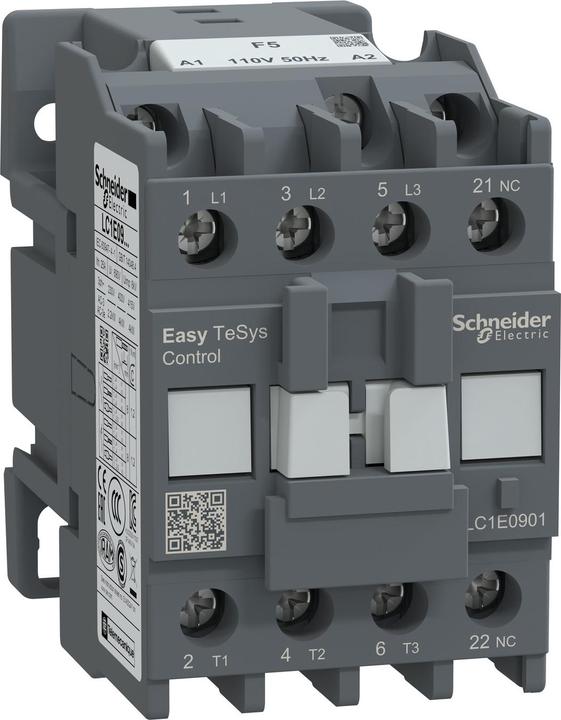 Produktbild Schneider Easy TeSys Leistungsschütz 3P 9A 1NC 110V AC 50HZ LC1E0901F5