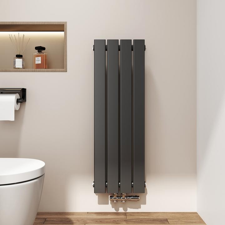 Produktbild Emke Heizkörper, Flachheizkörper mit Zentralanschluss, Schwarz 90x30cm 403W Einlagig (403 W)