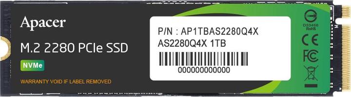 Produktbild Apacer Dysk SSD AS2280Q4X M.2 PCIe NVMe Gen4 x4 2280 (5000/4400 MB/s) 3D NAND (1000 GB, M.2 2280)