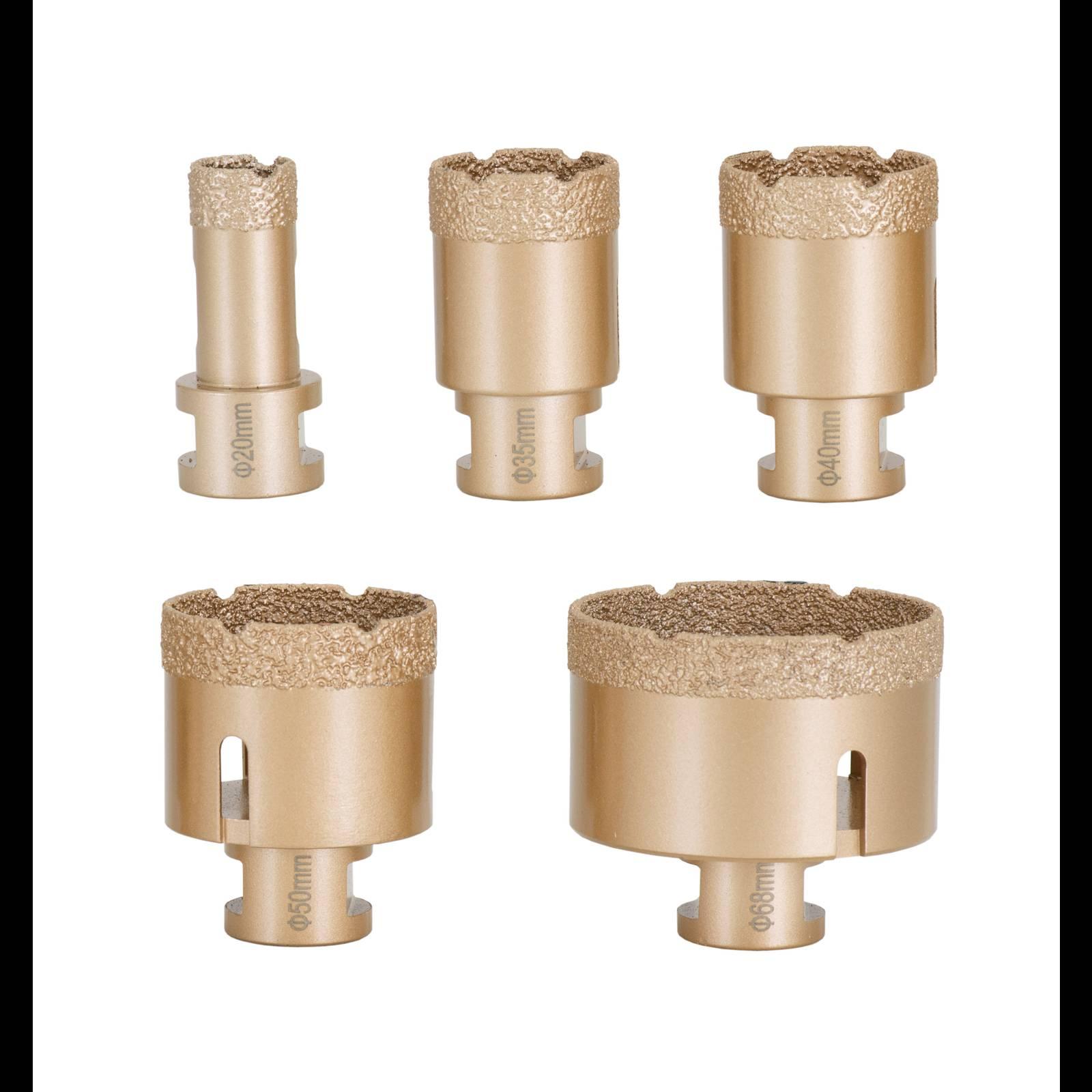 MSW, Lochsäge, Diamantbohrkronen für Winkelschleifer 20/35/40/50/68 mm + Trennscheibe 115 mm (22, 115 mm, 68 mm)