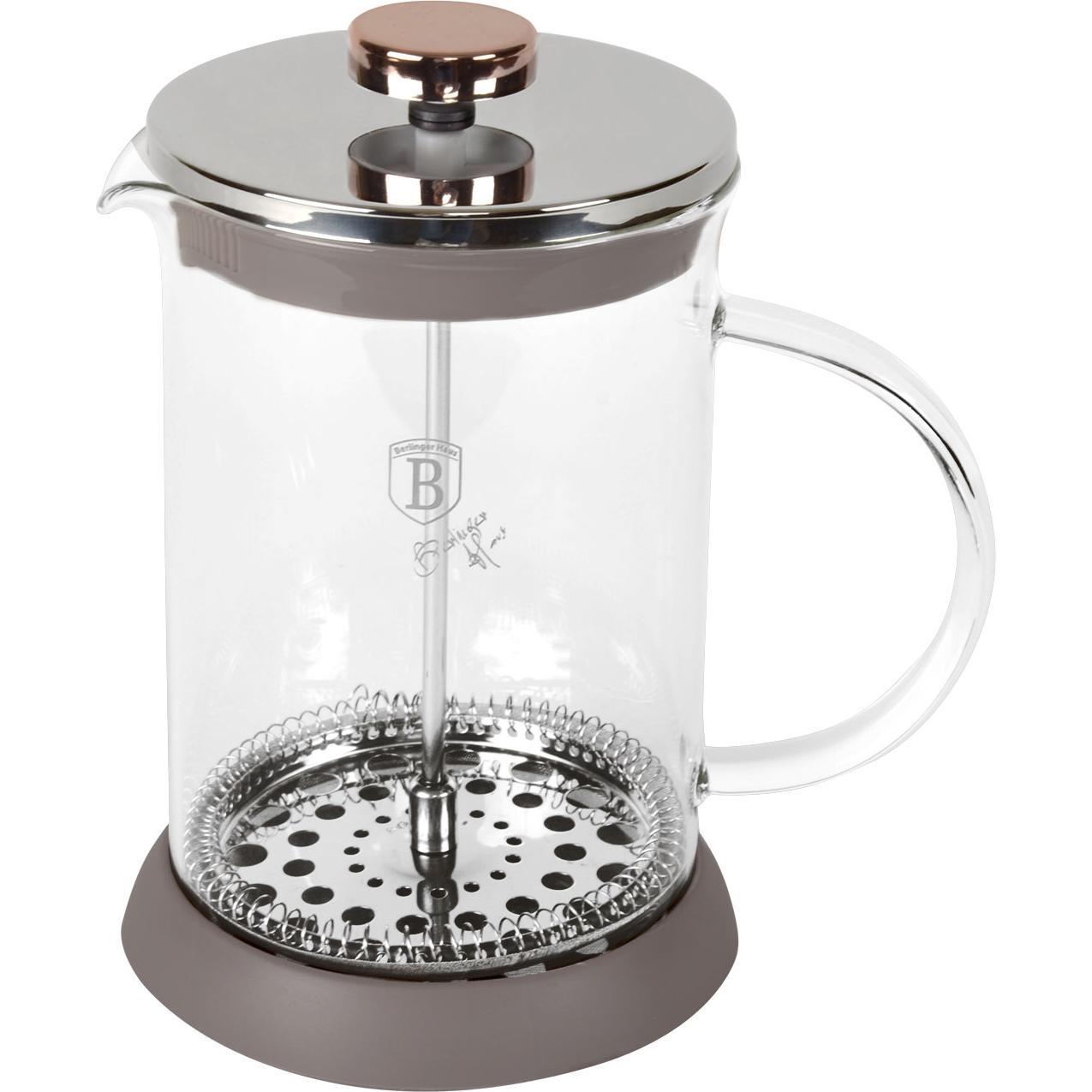 BerlingerHaus Design-French Press fÃ¼r Kaffee und Tee, 800ml, taupe, Kaffeebereiter, Braun