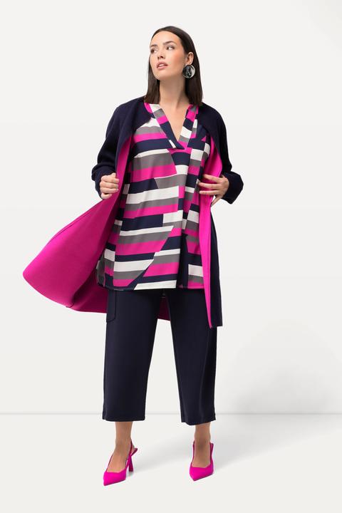 Immagine prodotto Ulla Popken Cardigan lungo in maglia double face con collo con risvolti (46, 48)