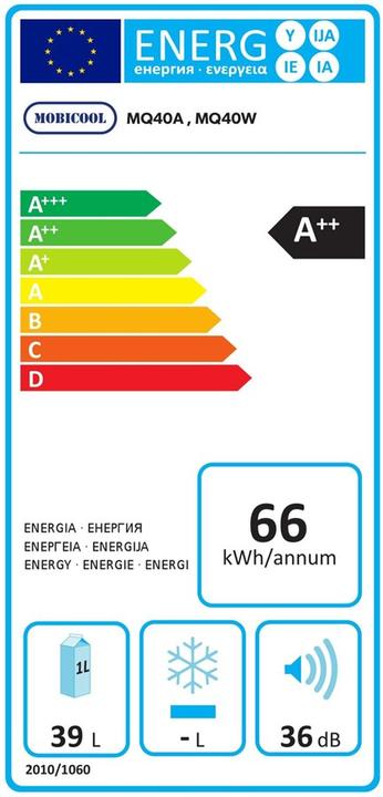 Energy Label Mobicool Thermoelectric cooler MQ40A (39 l)
