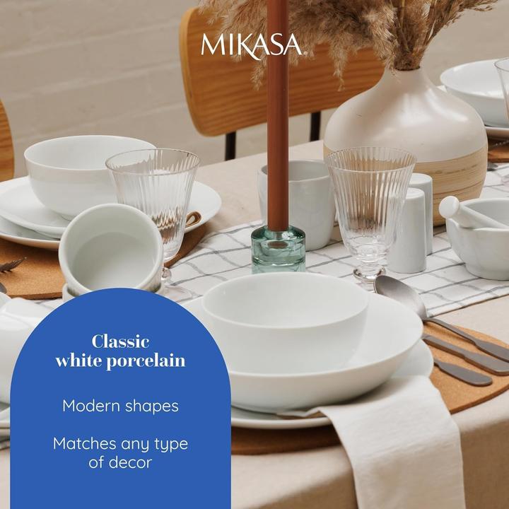 Actual product image Mikasa Chalk 12-Piece Porcelain Dinner Set, White (12 pcs.)