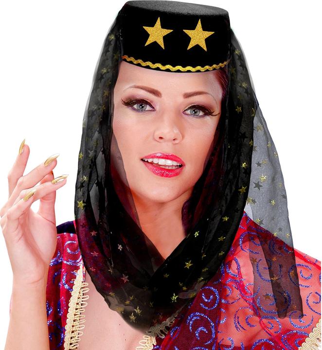 Widmann Orientalischer Haremshut mit Schleier Schwarz
