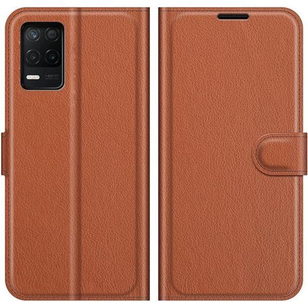 Thumbnail - MU Classic Litchi Leder Bookcover Series (Realme 8 5G), Smartphone Hülle, Braun