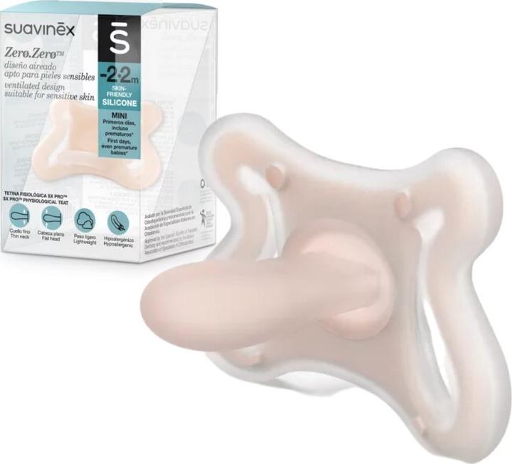 Produktbild Suavinex Schnuller 0.0 silikon symetrisch 2M (2 x, ab Geburt, bis 6 Monate)