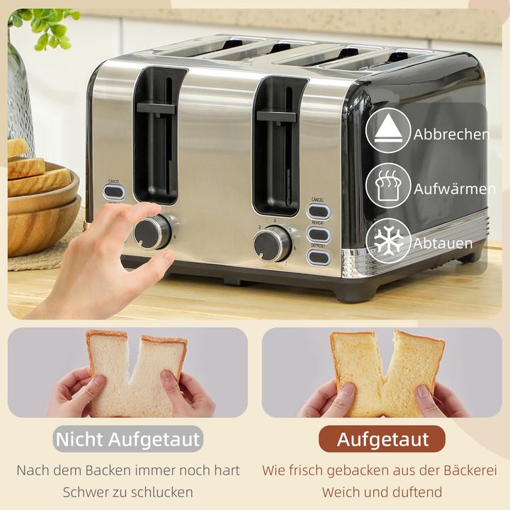 Produktbild Homcom Kocher-Toaster-Set Edelstahl, Kunststoff Schwarz (1.70 l)