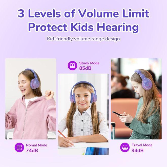 Produktbild EarFun K4 Kinder Bluetooth Kopfhörer mit LED Licht, Lautstärkebegrenzung & Mikrofon