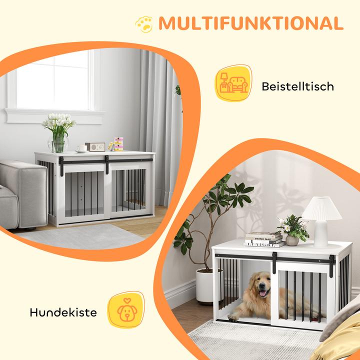 Immagine prodotto PawHut Hundekäfig Spanplatte, Stahl Weiss (Cuccia per cani)