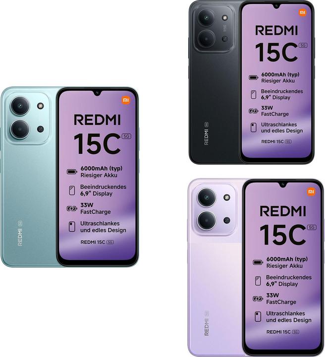 Image du produit Xiaomi Redmi 15C (128 Go, Midnight Black, 6.90", Double SIM, 5G)