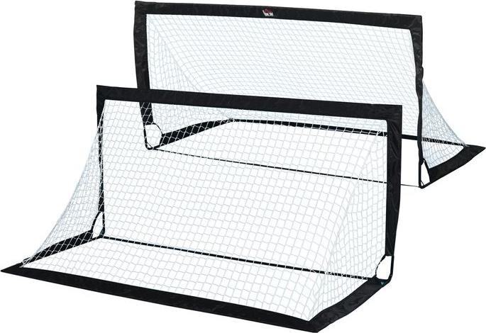 Immagine prodotto Swisshandel24 Porte da calcio, rete da calcio, set di 2 mini porte, pieghevoli, acciaio, Tetrolon, nero, 186 x 90