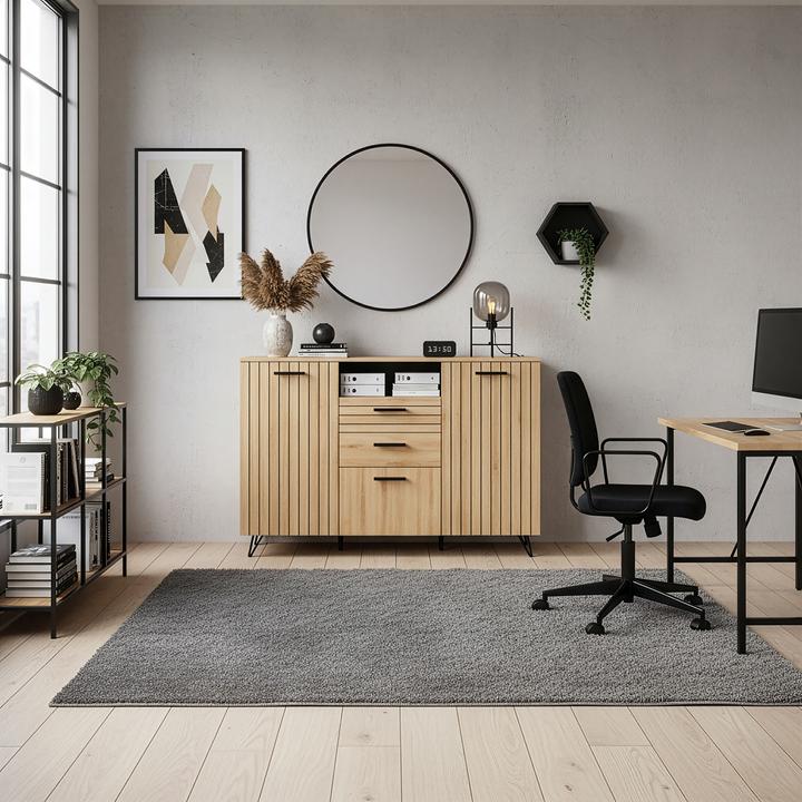Produktbild En.Casa Sideboard Noppen 100x150x38 cm Eicheoptik (150 x 38 x 100 cm)