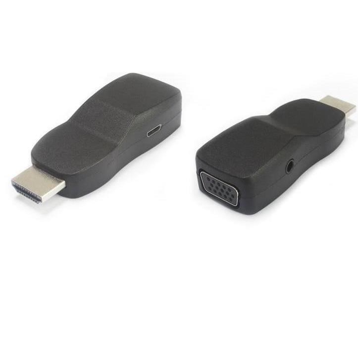 PremiumCord pÅ™evodník HDMI na VGA miniaturní provedení se zvukem a napájecím konektorem (HDMI), Adattatore dati + video, Nero