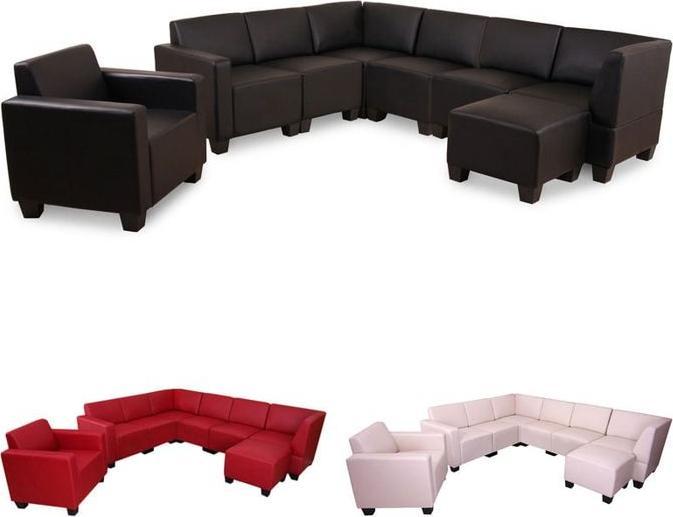 Produktbild Mendler Modular Sofa-System Couch-Garnitur Lyon 6-1-1, Kunstleder, rot (Ecksofa)