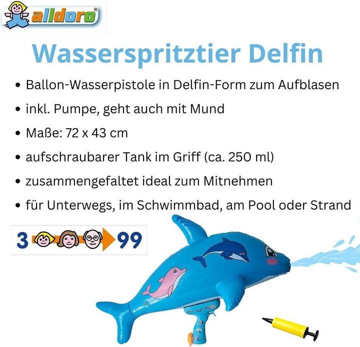 Produktbild Alldoro Wasserpistole Delfin aufblasbar (Tank Integriert)
