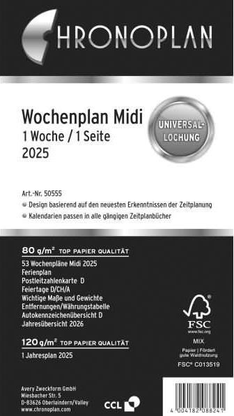 Produktbild Chronoplan Wochenplan (1 Woche / 1 Seite)