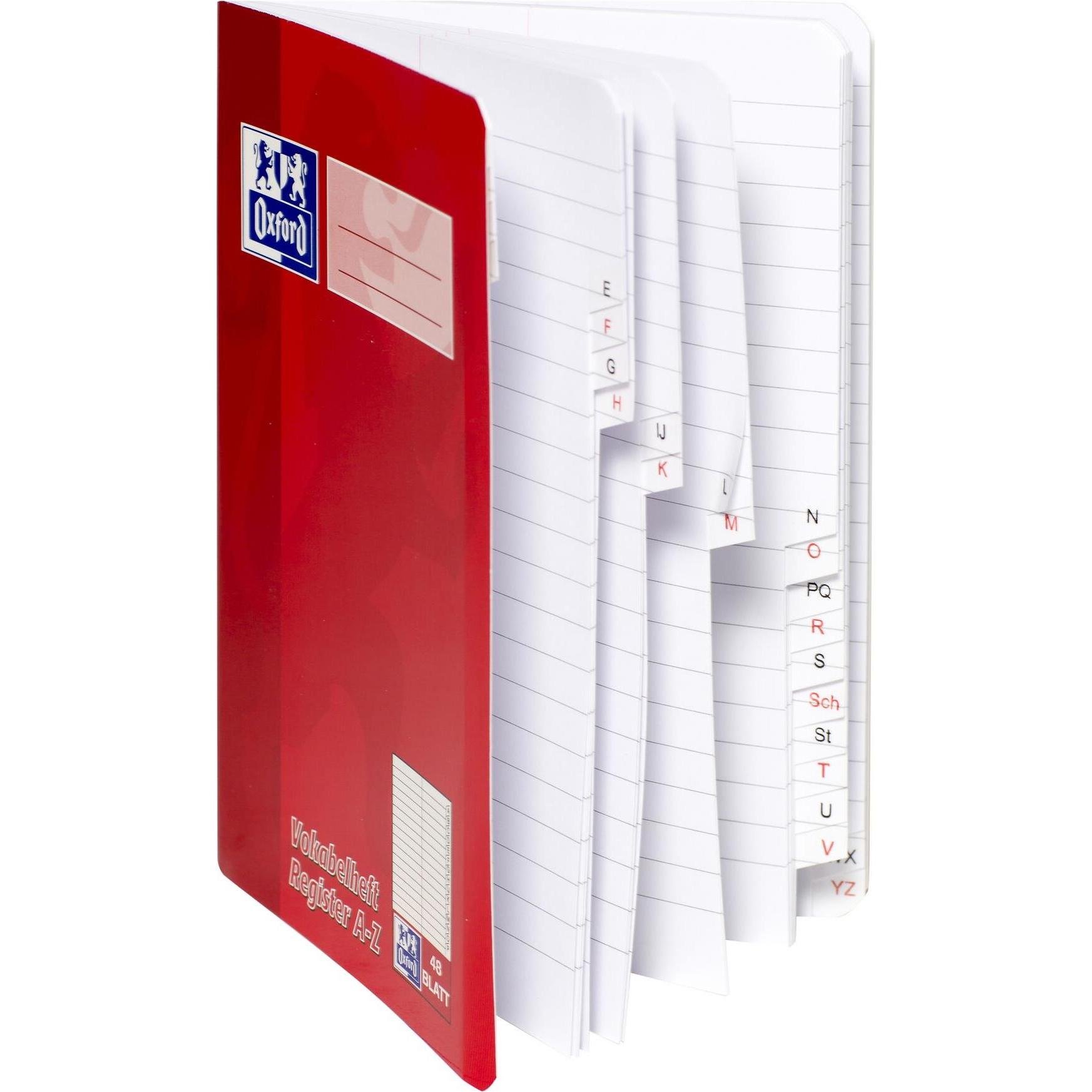 Thumbnail - Oxford, Heft + Block, Vokabelheft mit Register A5, 48 Blatt, m. Register A-Z, 90 g/m² (A5, Speziallineatur, Weicher Einb...