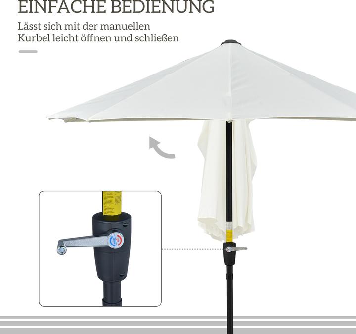 Image du produit Outsunny Halbschirm Stahl, Polyesterstoff Cremeweiss (2 m)