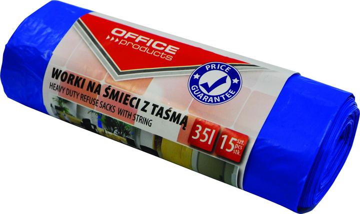 Produktbild Office Products Müllbeutel mit kordelzug, premium (ldhd), 35 l, 15 stück, blau (15 x, 35 l)