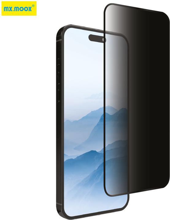 Actual product image Mx. Moox CORNING iPhone 13 / 14 / 13 Pro / 16e- Tempered Glass / Panzerglas - Privacy (1 Piece, Apple iPhone 14, Apple iPhone 13, Apple iPhone 16e, Apple iPhone 13 Pro)