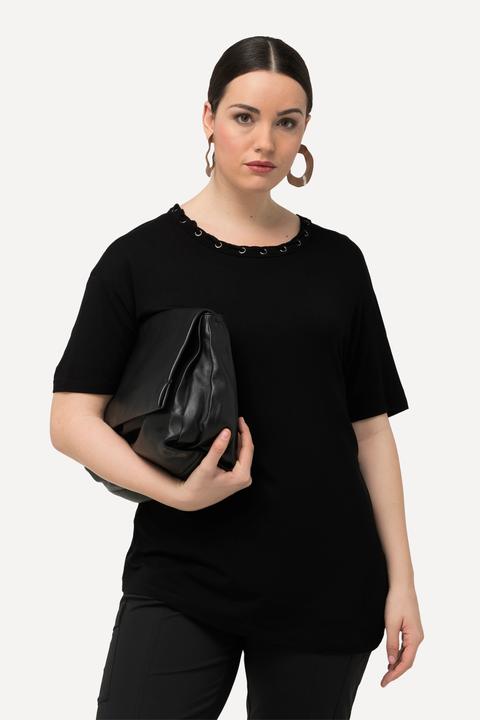 Produktbild Ulla Popken T-Shirt, Ösen, Zierband, Rundhals, Halbarm (46, 48)