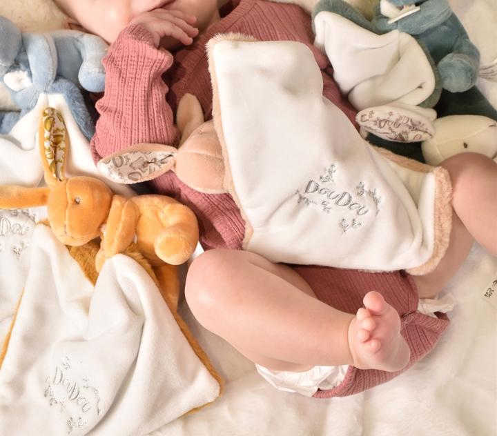 Actual product image Doudou et Compagnie Hase mit Schmusetuch blau 10cm