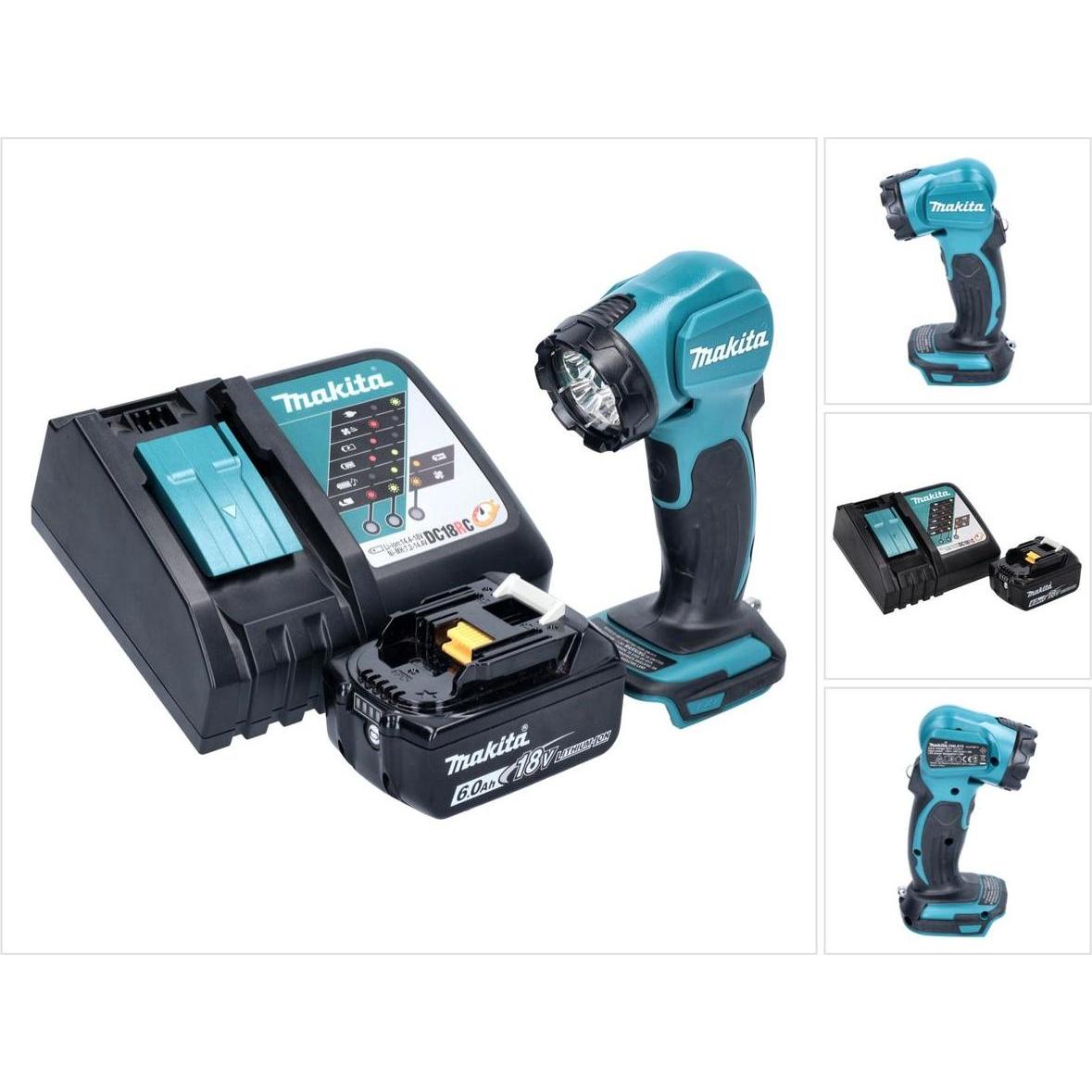 Makita, Arbeitsleuchte, DEADML 815 RG1 LED Akku Handleuchte 14,4 - 18 V 160 lm + 1x Akku 6,0 Ah + Ladegerät (160 lm)