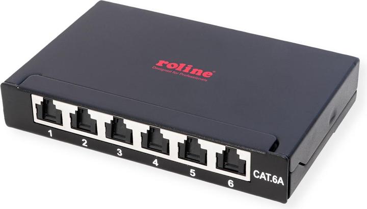 Actual product image Roline Mini patch panel 6x RJ45 shielded Cat.6A/Cl.EA, 0.5U