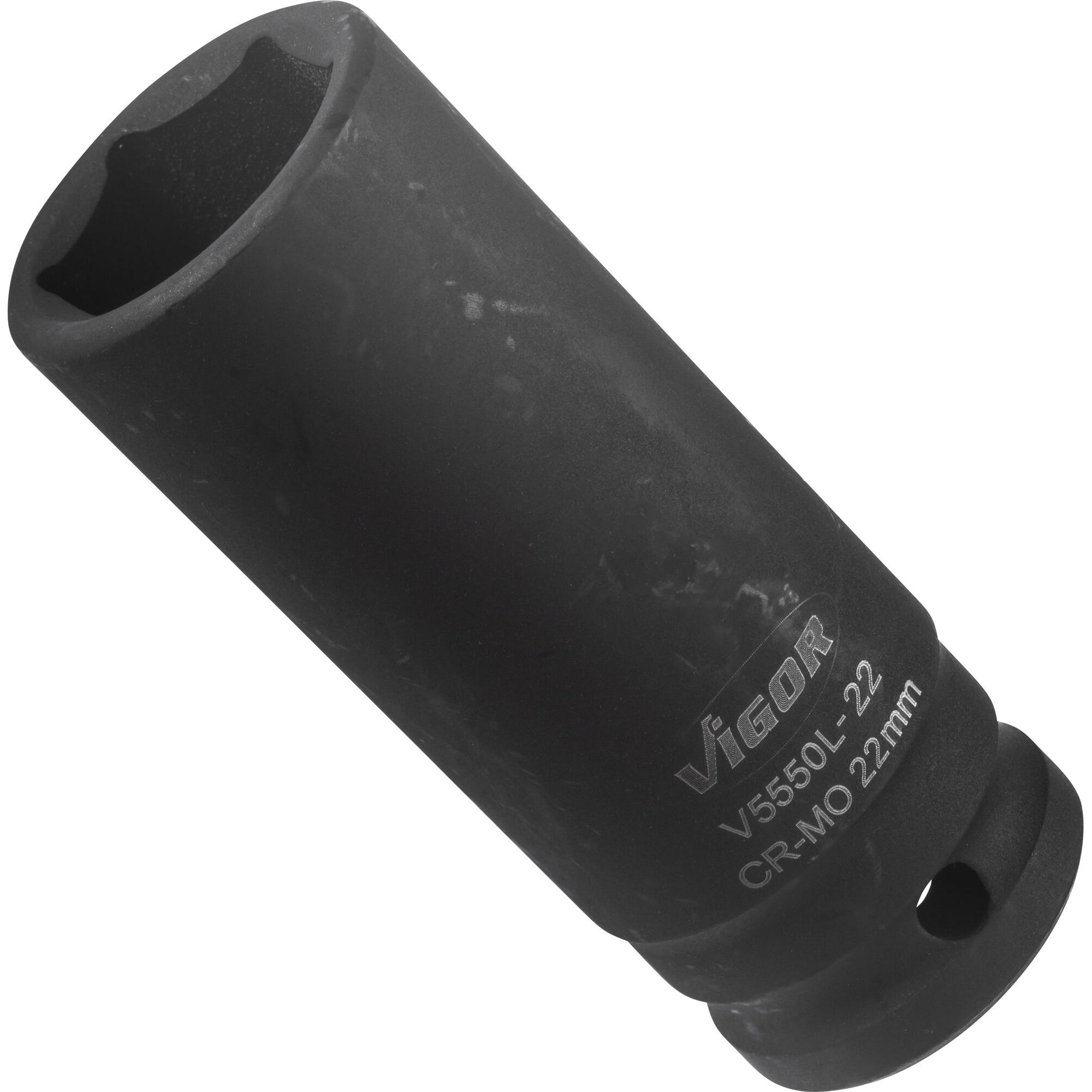 Vigor, Steckschlüssel + Stecknuss, Kraftsteckschlüssel lang 1/2" SW 22 (22 mm)